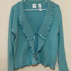 Blue ruffle cardigan